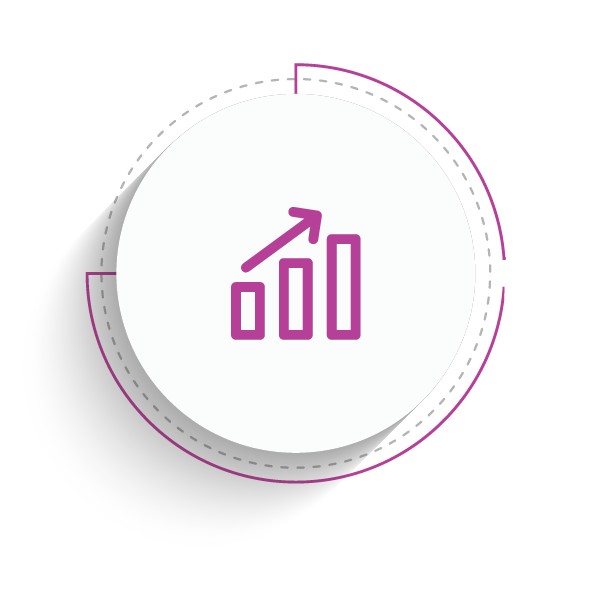 Icon of a bar graph with an upward arrow, representing growth or progress.