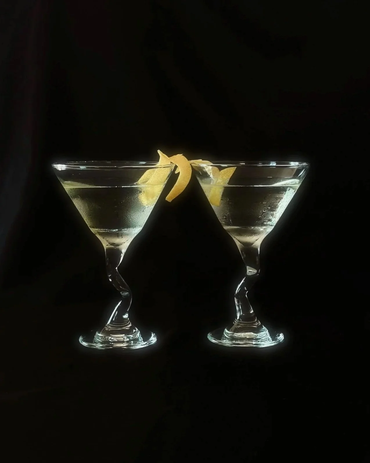 Set of Vintage Wavy Martini Glasses