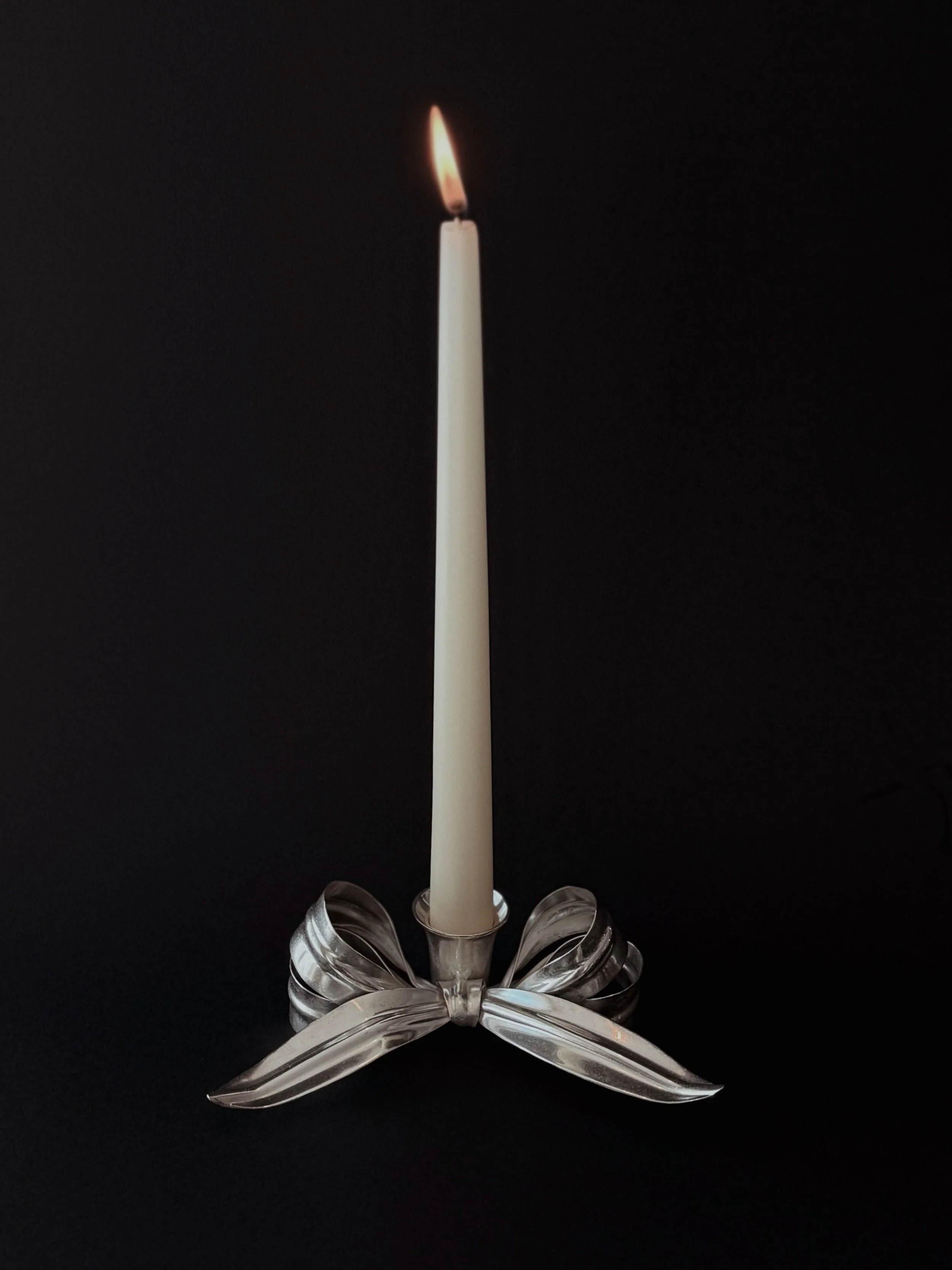 Bow Silver-Plated Candle Holder