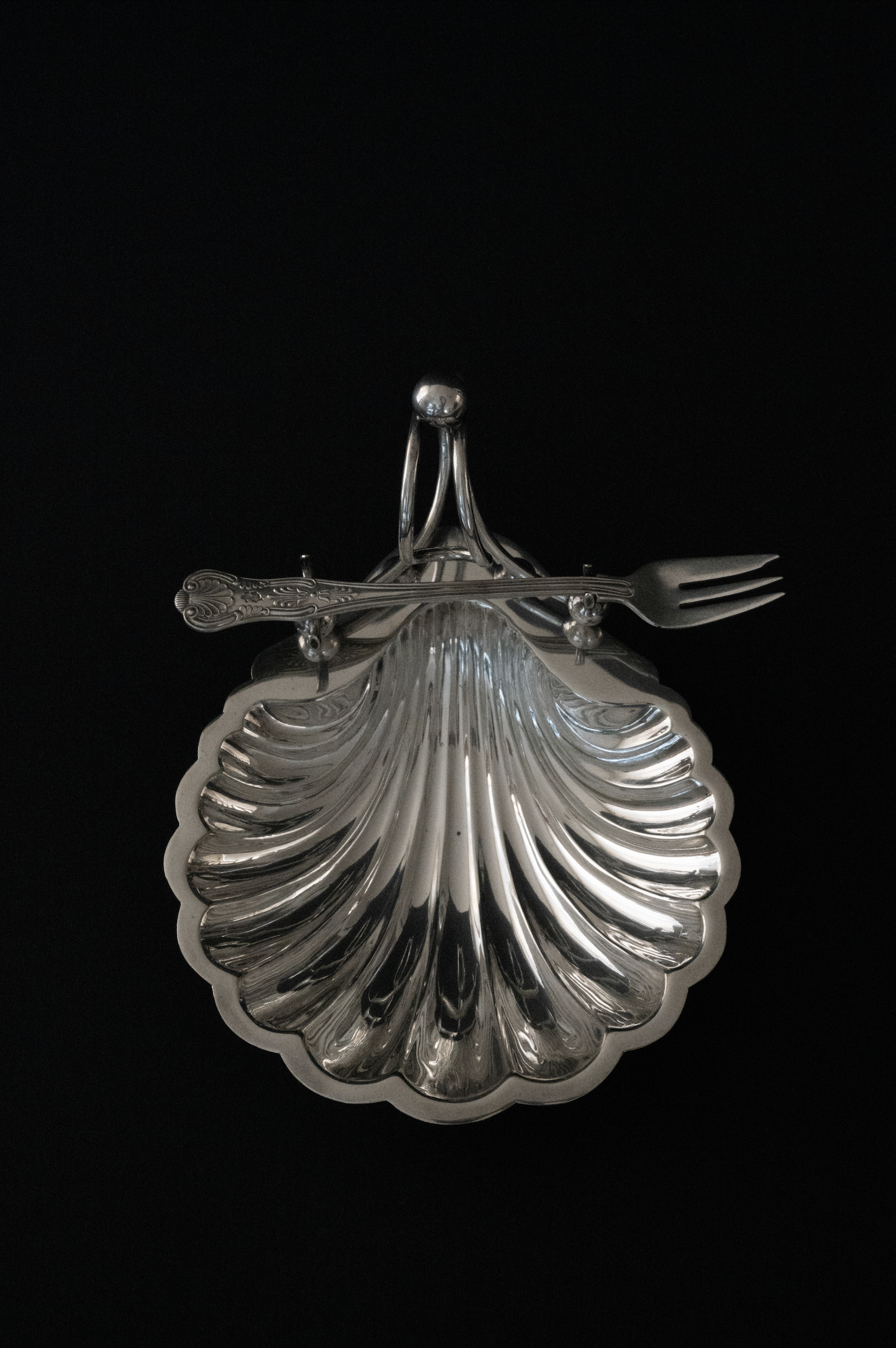 Antique Silver-Plated Shell Serving Dish