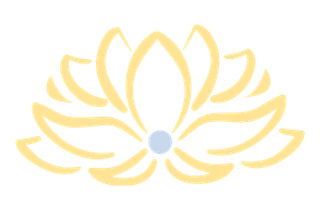 Gold ornamental brooch with a blue gemstone in the center, designed like a floral motif.