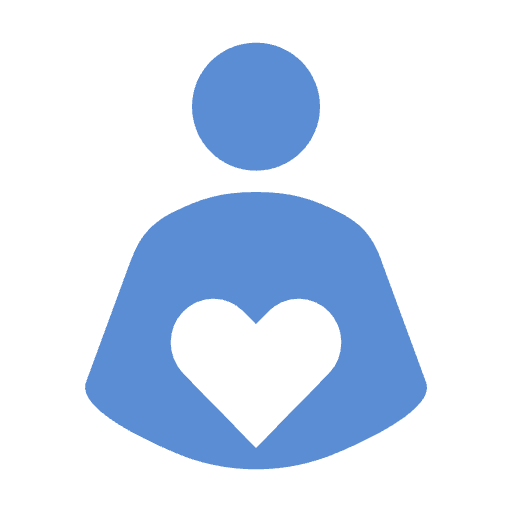 Icon of a person with a heart on their chest.