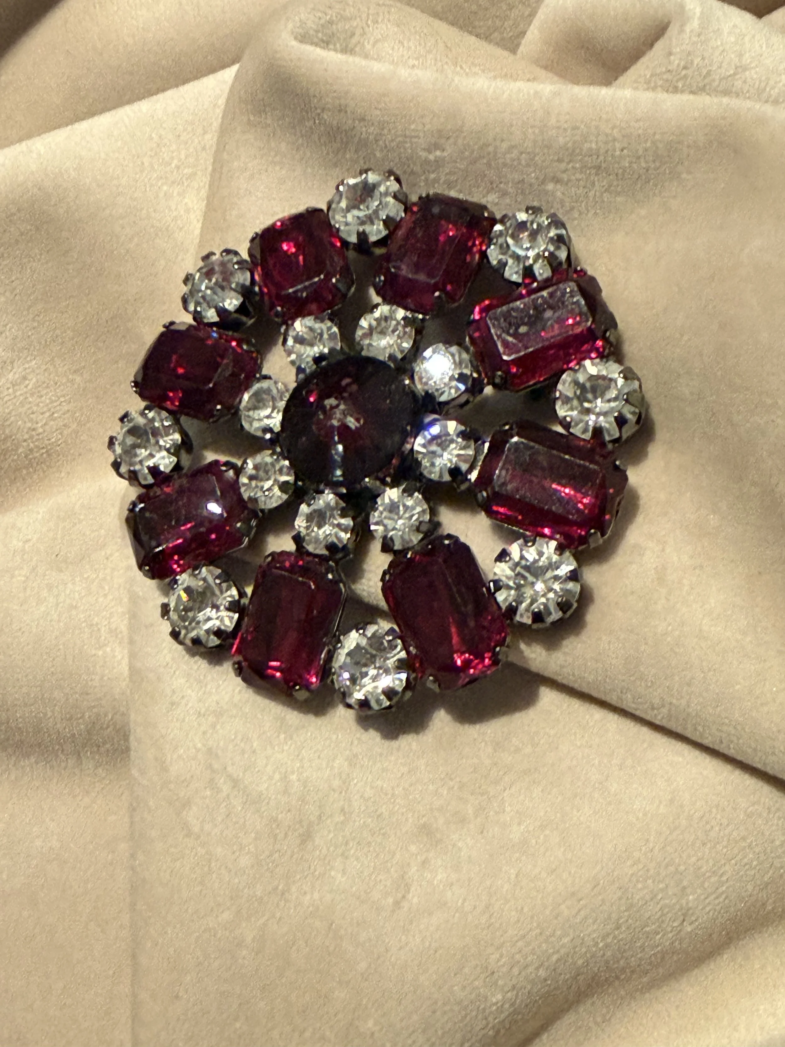 Ruby & Diamond effect large Costume Brooch