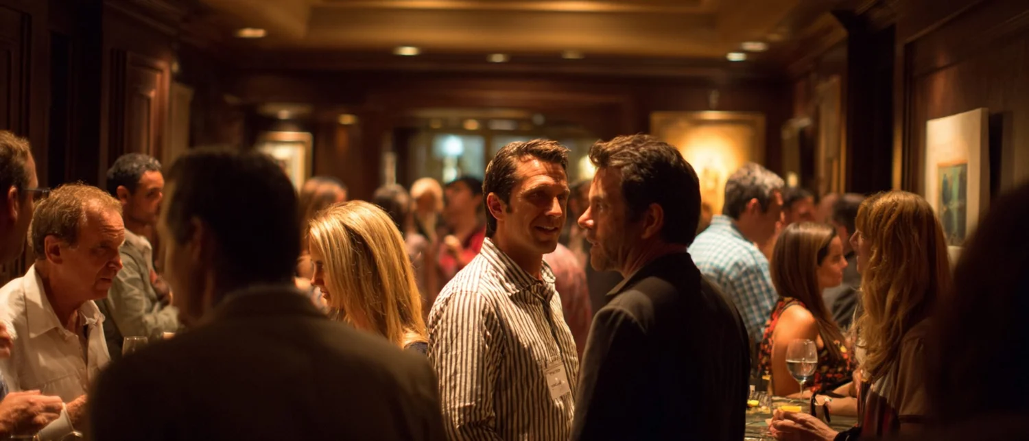 Guests at a private event in a San Jose restaurant with wine glasses and warm ambiance