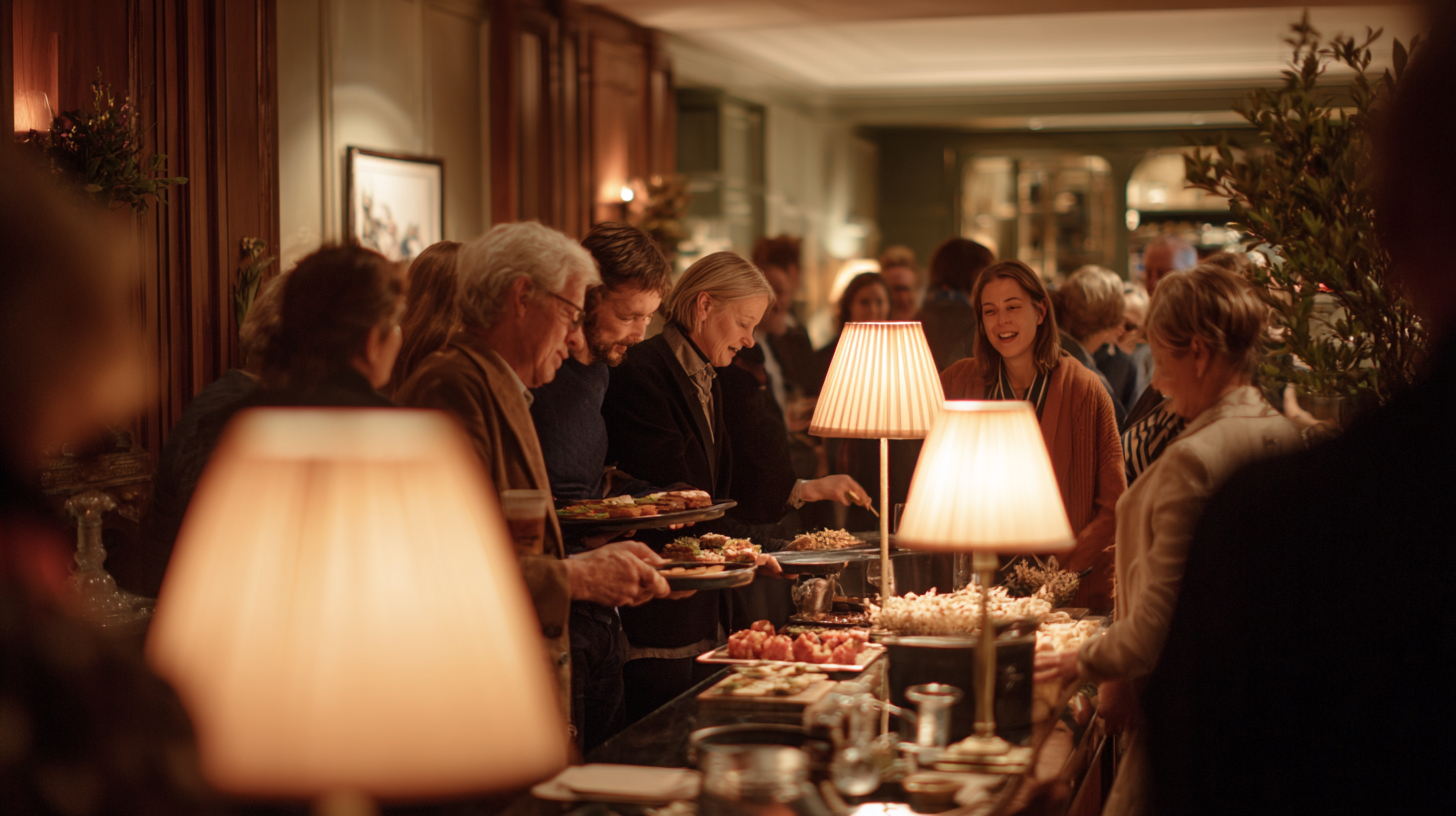 A coordinated service team passing hors d'oeuvres at an event
