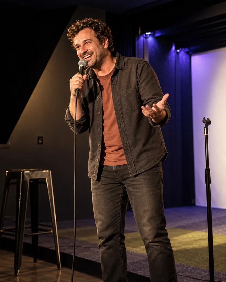 A comedian on the Bermuda Club stage