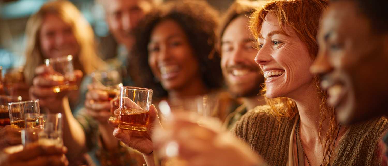 Close friends gathered at an intimate private dinner celebration