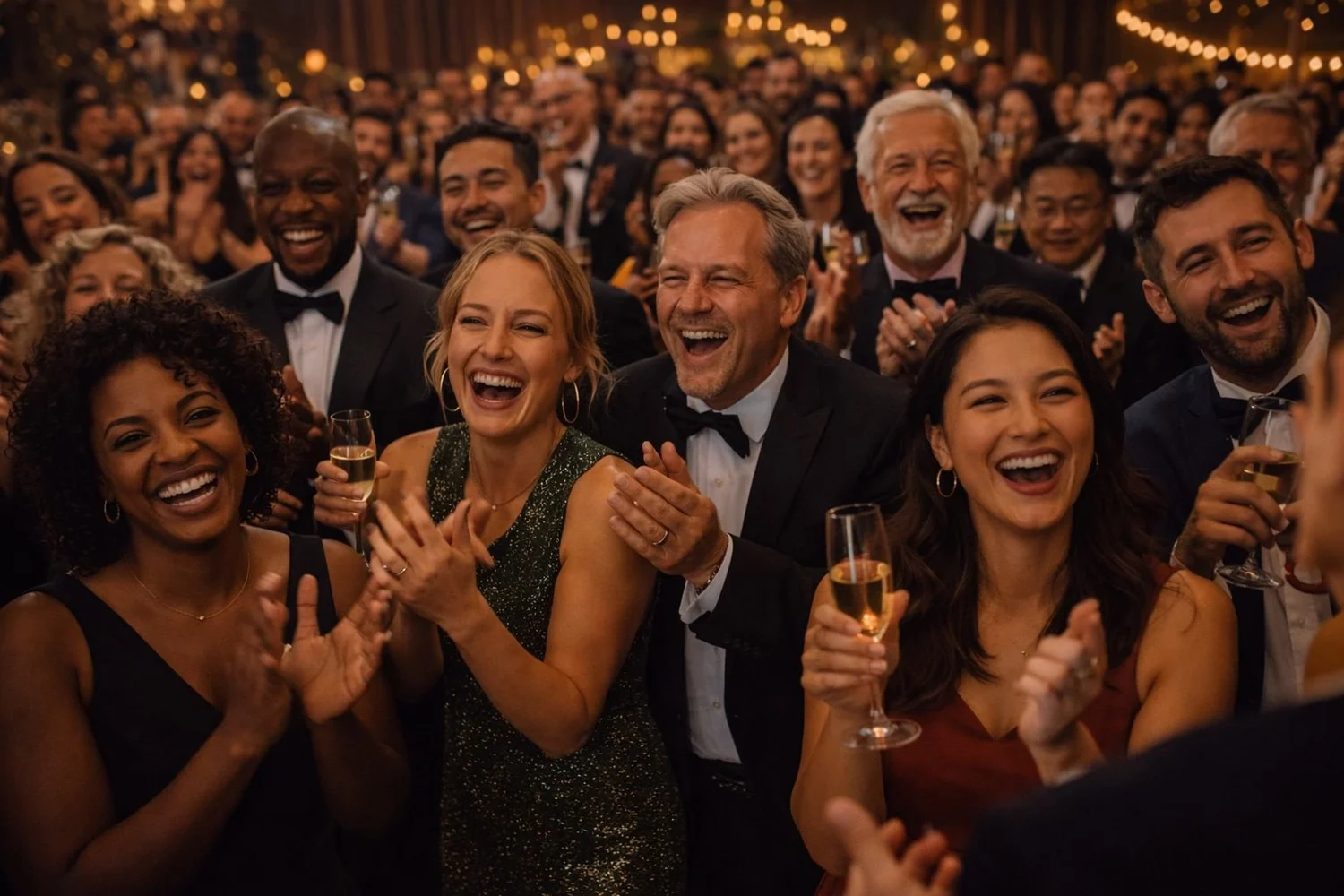 Private event space with festive decor and guests enjoying cocktails and conversation