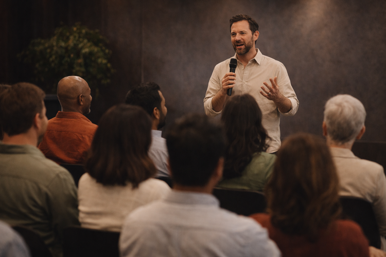 Corporate dinner event at a stylish restaurant private room