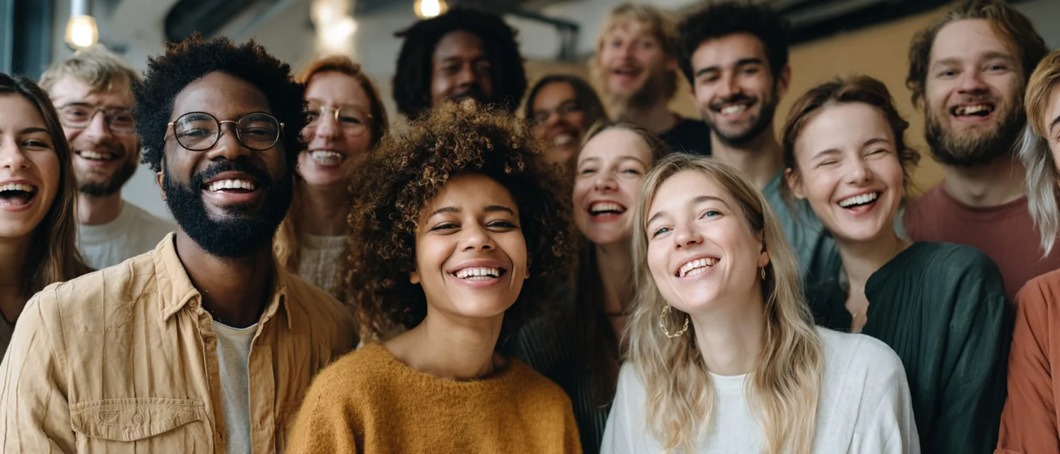 Young graduate laughing with friends at a celebratory evening at a cocktail lounge