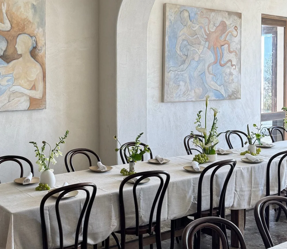 CUEVA private dining room at Fig Tree with marble bar and oceanfront views