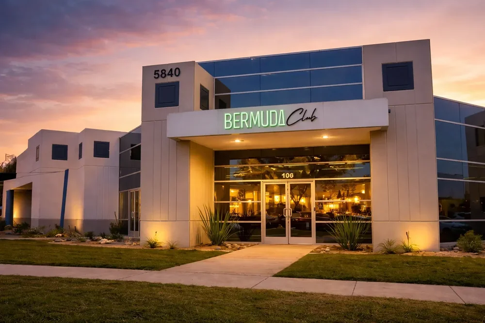 Bermuda Club Carlsbad at sunset on El Camino Real