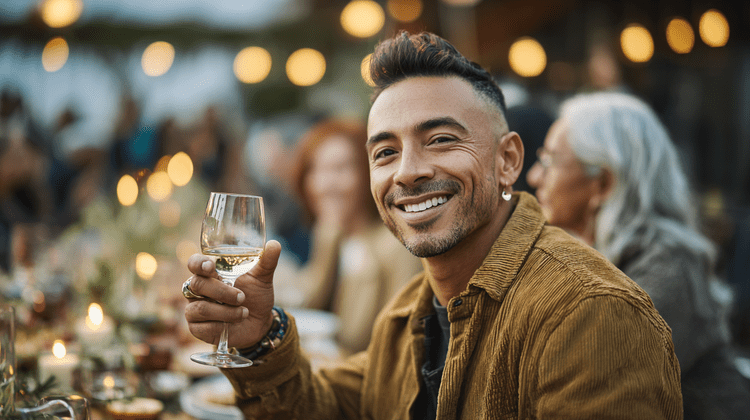 A celebratory toast at a private event