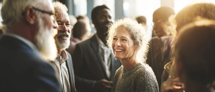 Colleagues at a professional networking event
