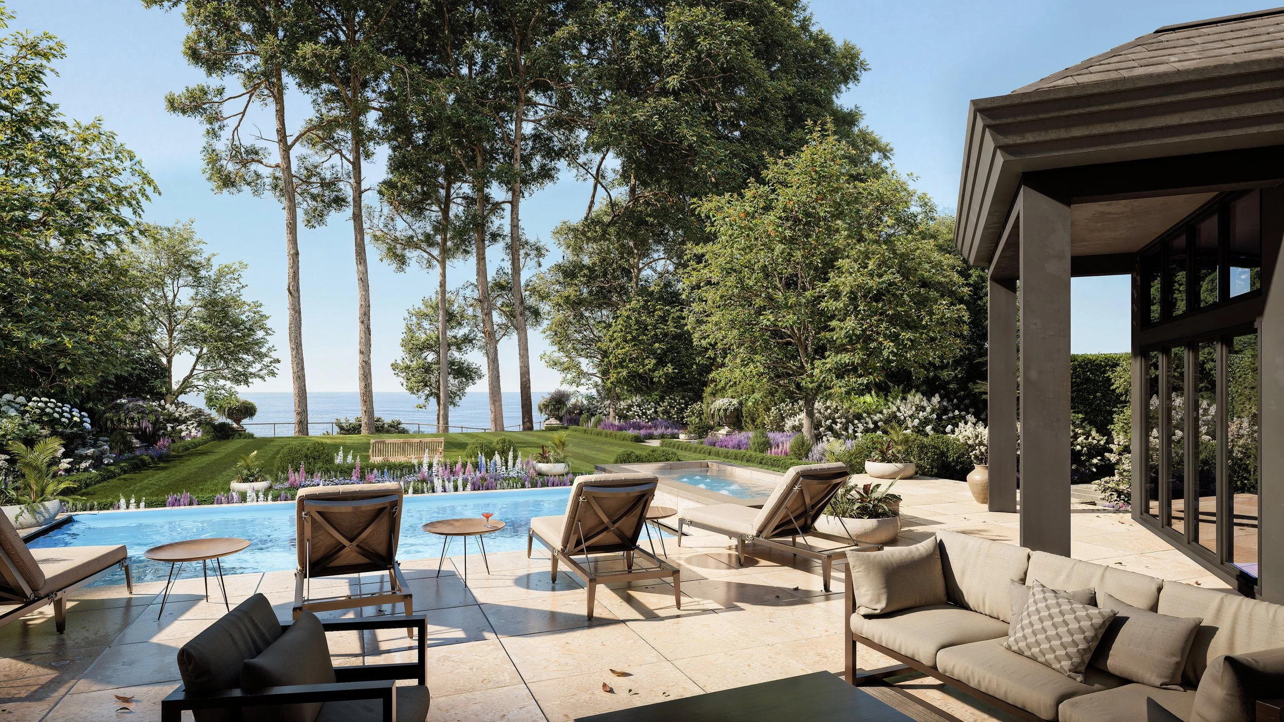 Photorealistic Pool & Garden CGI Render — Exterior Visualisation by DesignVis