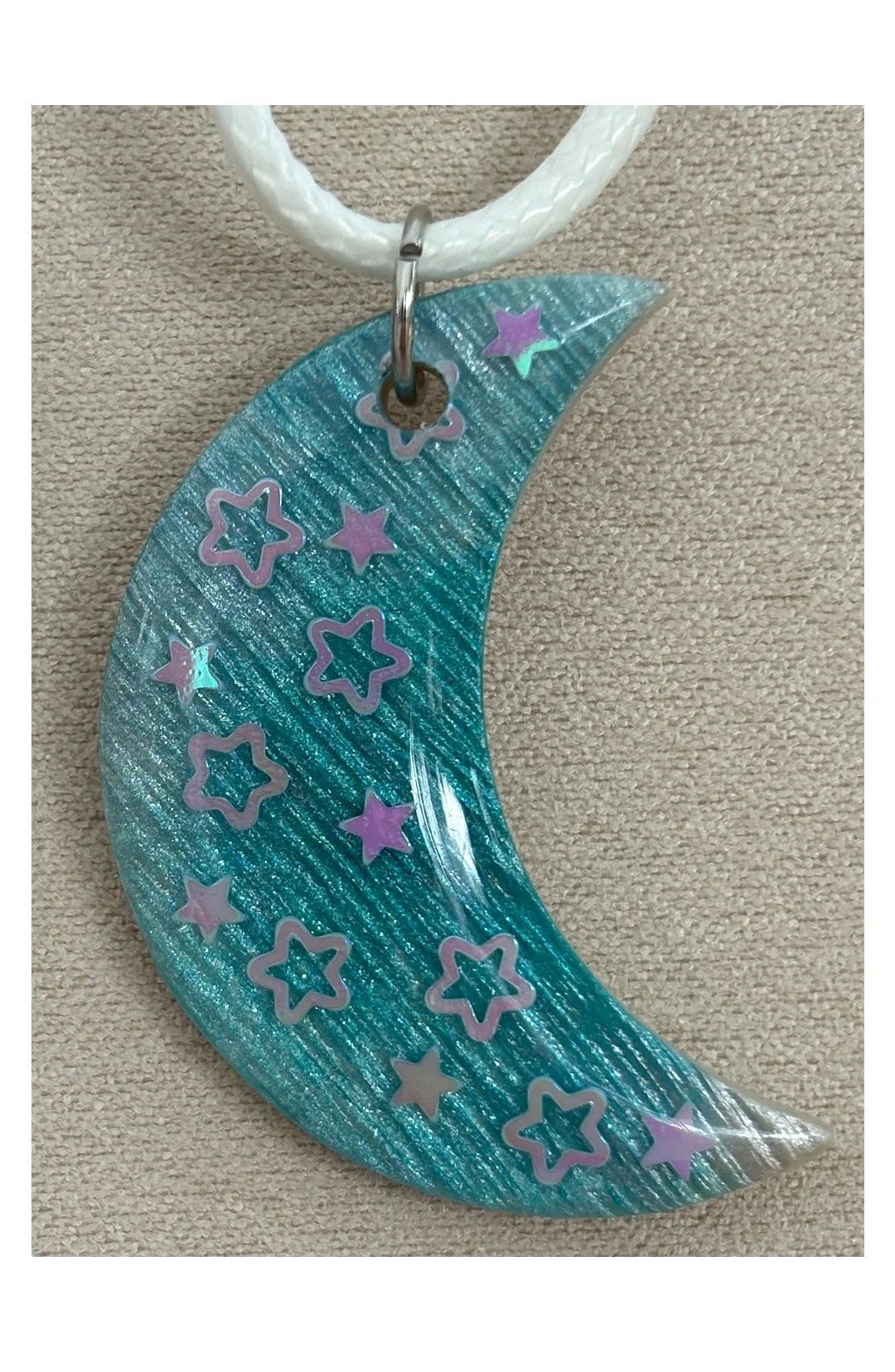 Moon with purple stars pendant