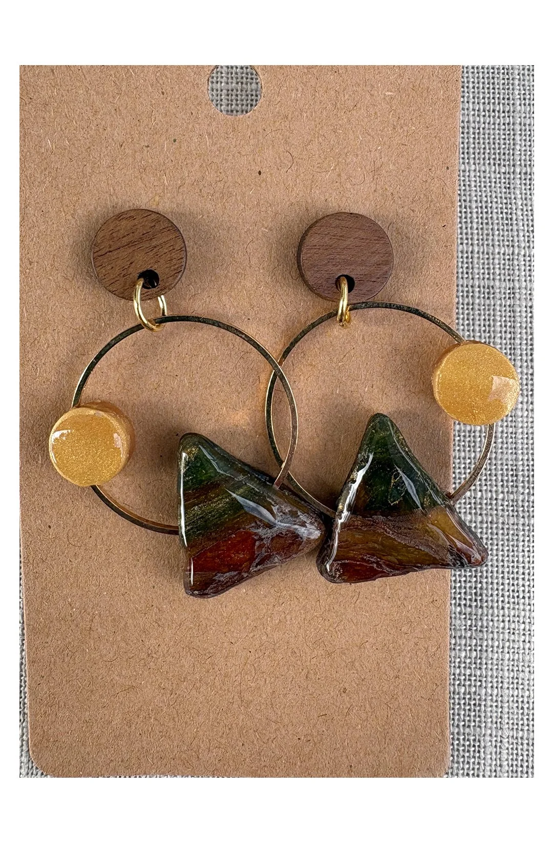 Brown triangle hoop earrings