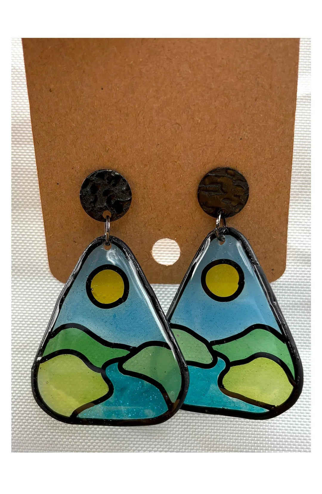 Sun and green hills earrings