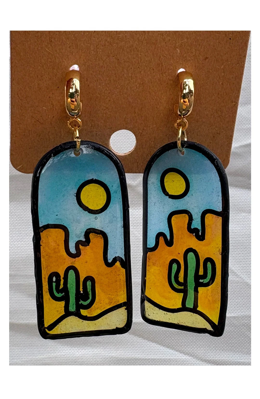 Cactus stained-glass earrings