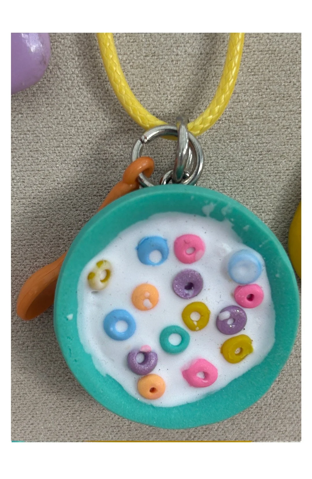 cereal in a green bowl pendant
