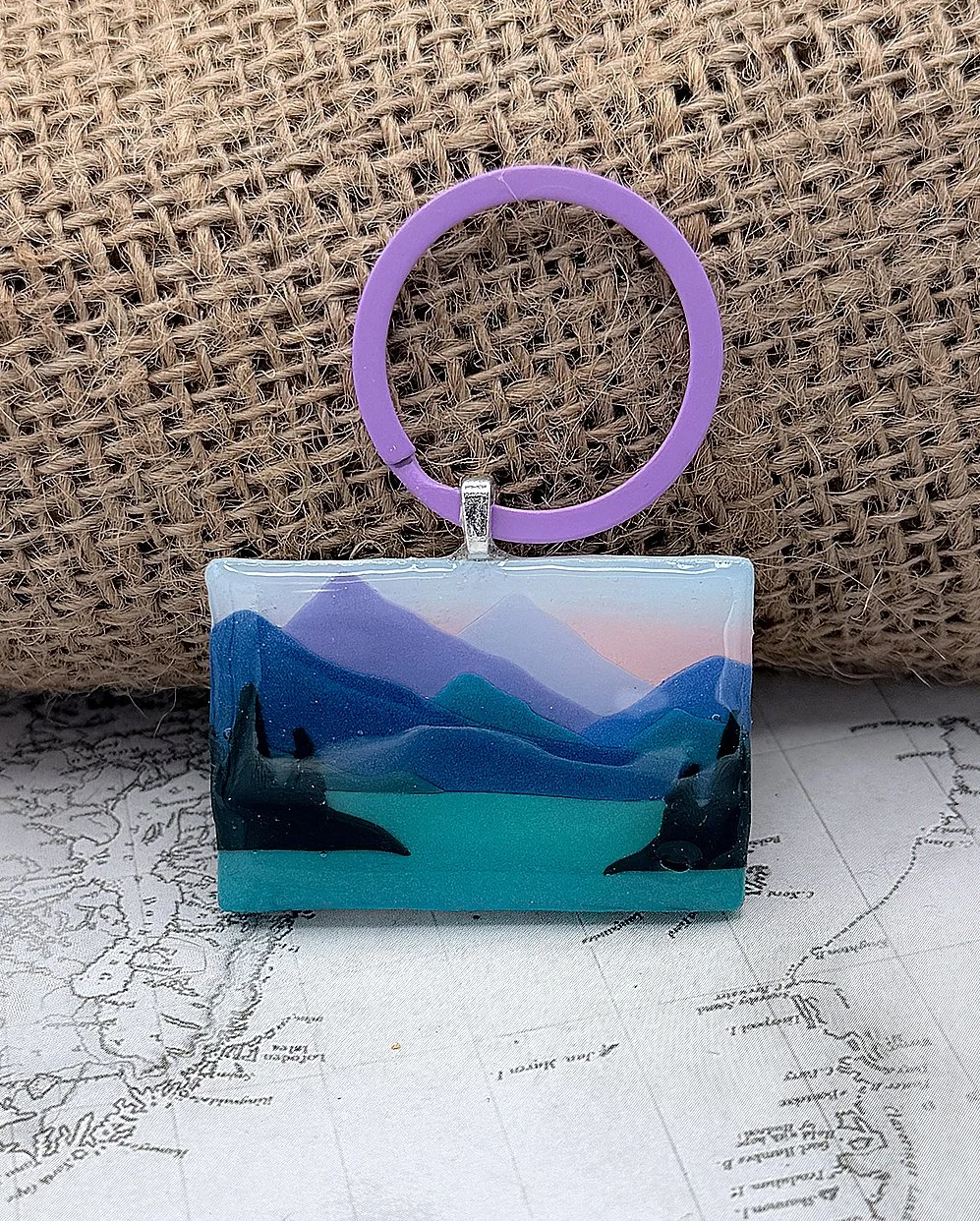 Sun and mountains - pet tag