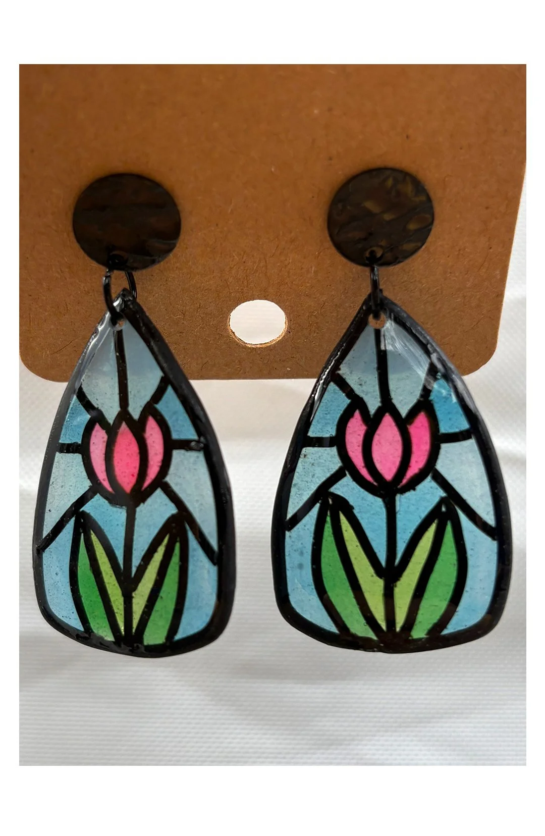 Tulips stain-glass earrings