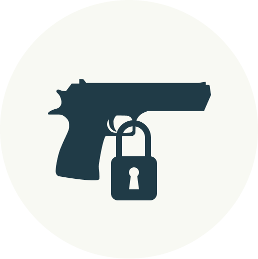 Icon of a handgun with a padlock, suggesting firearm security or safety.