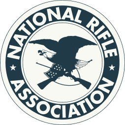 Logo of the National Rifle Association featuring a bald eagle holding a rifle in its talons.