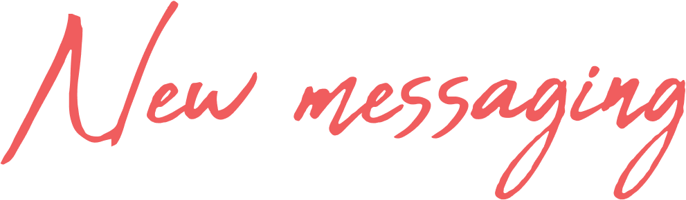 Text reading 'New messaging' in a stylized font with a pink and black color scheme.