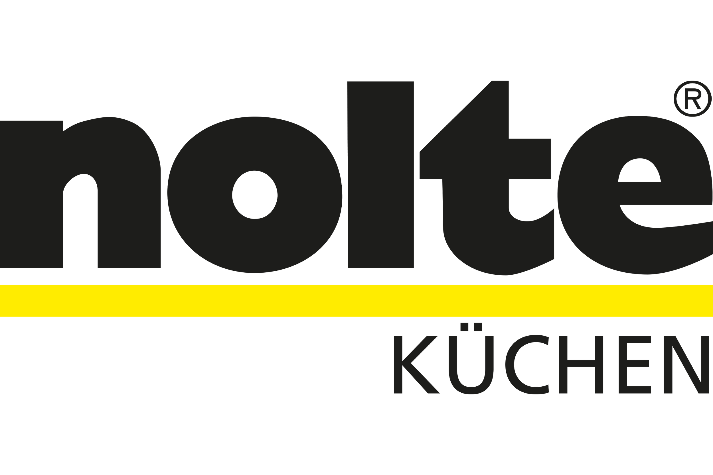 Logo with the words 'molte' in large black font, a yellow line underneath, and 'KÜCHEN' in smaller black font below the yellow line.