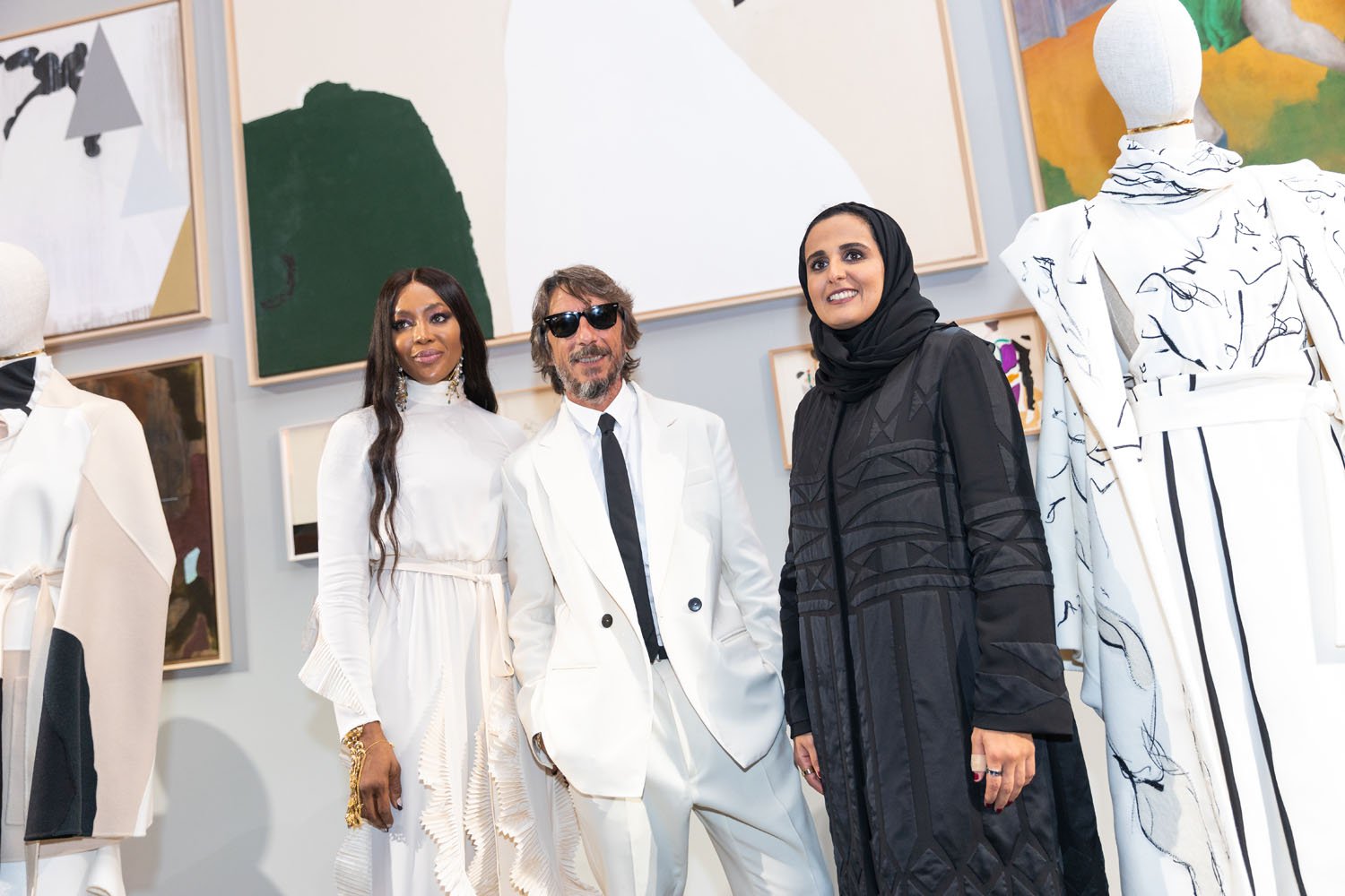 Sheikha Al Mayassa bint Hamad Al-Thani with guests of Fashion Trust Arabia event by Qatar Creates.