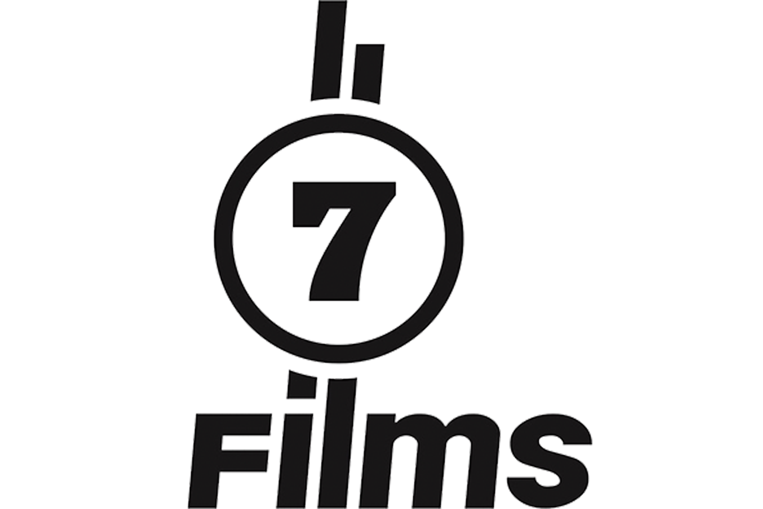 Logo featuring a black number 7 inside a black circle, with the word 'films' written below in black lowercase letters.