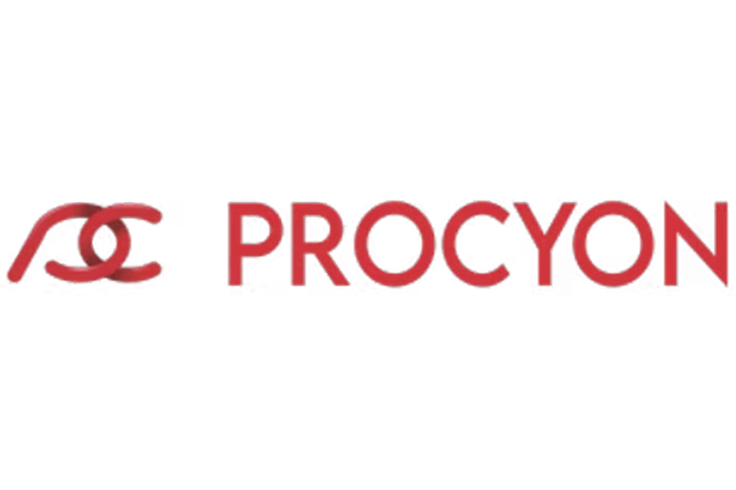 Neon sign with black background featuring a red cancer ribbon and the words 'Procyon' in red capital letters.