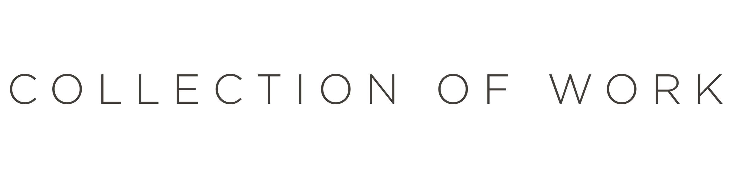 Black background with the white text 'COLLECTION OF WORK'