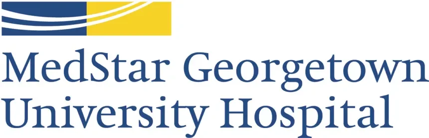 Logo of MedStar Georgetown University Hospital featuring the hospital's name and a stylized yellow and blue design.