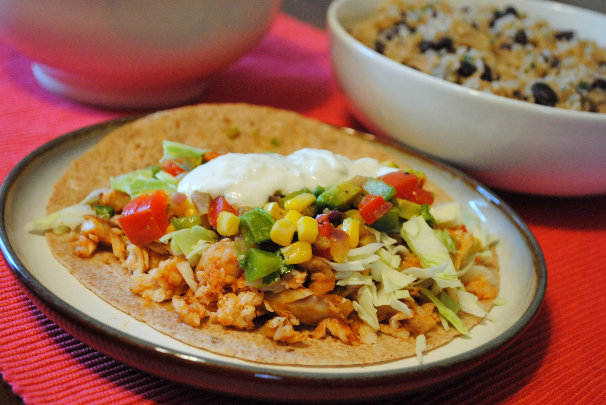 Fish Tacos with Roasted Corn and Avocado Salsa