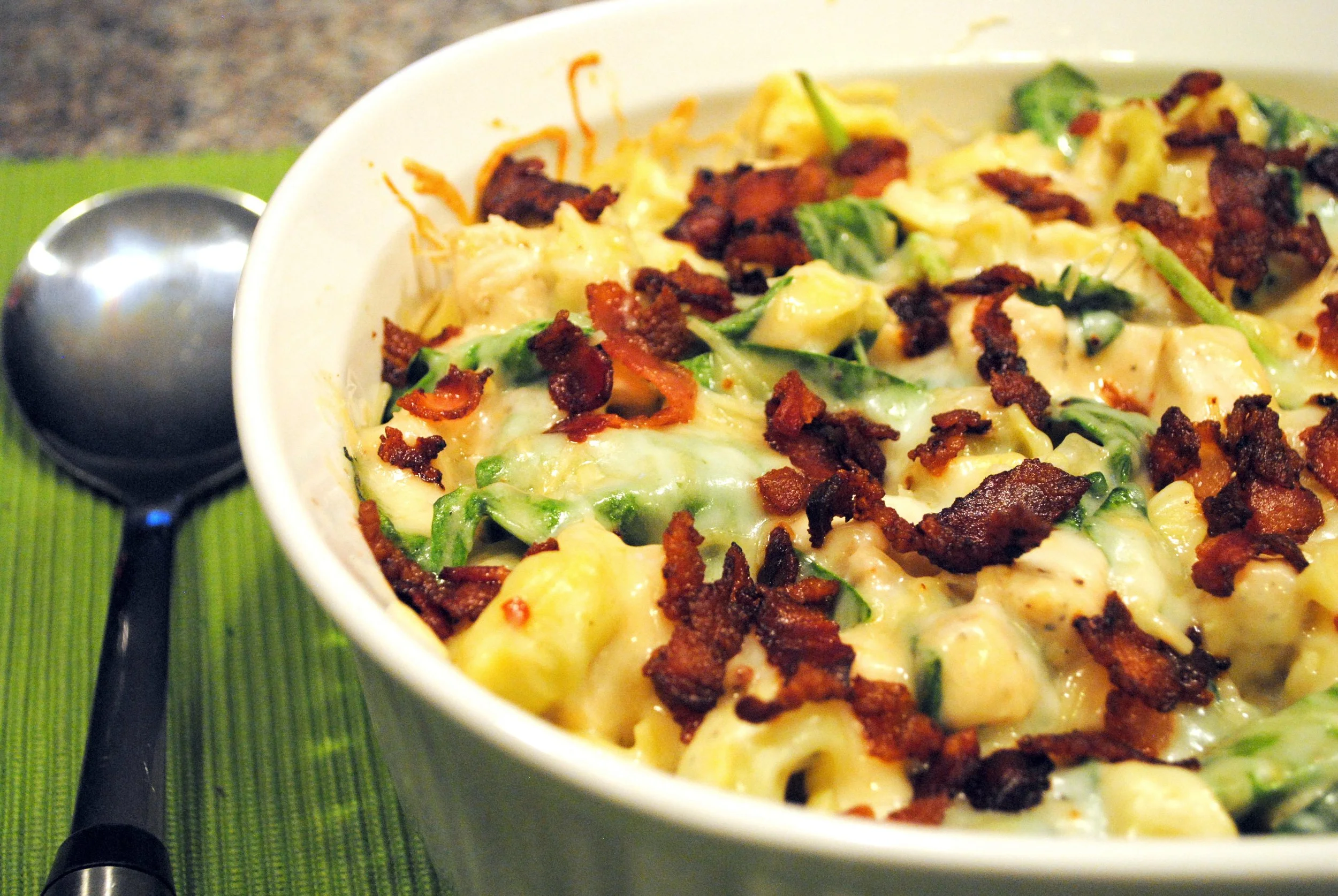 Tortellini with Bacon and Spinach