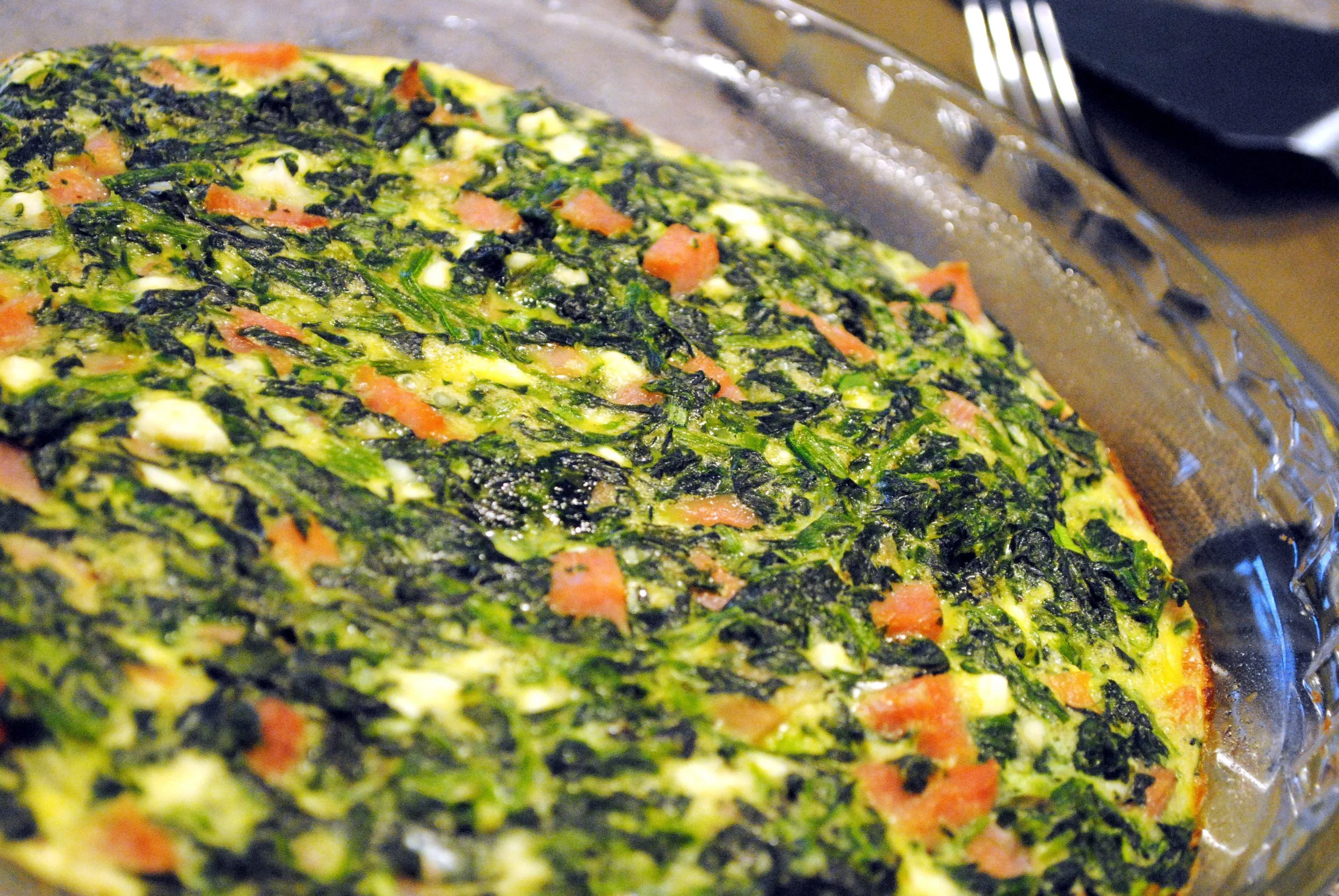 Crustless Spinach, Ham, and Feta Quiche