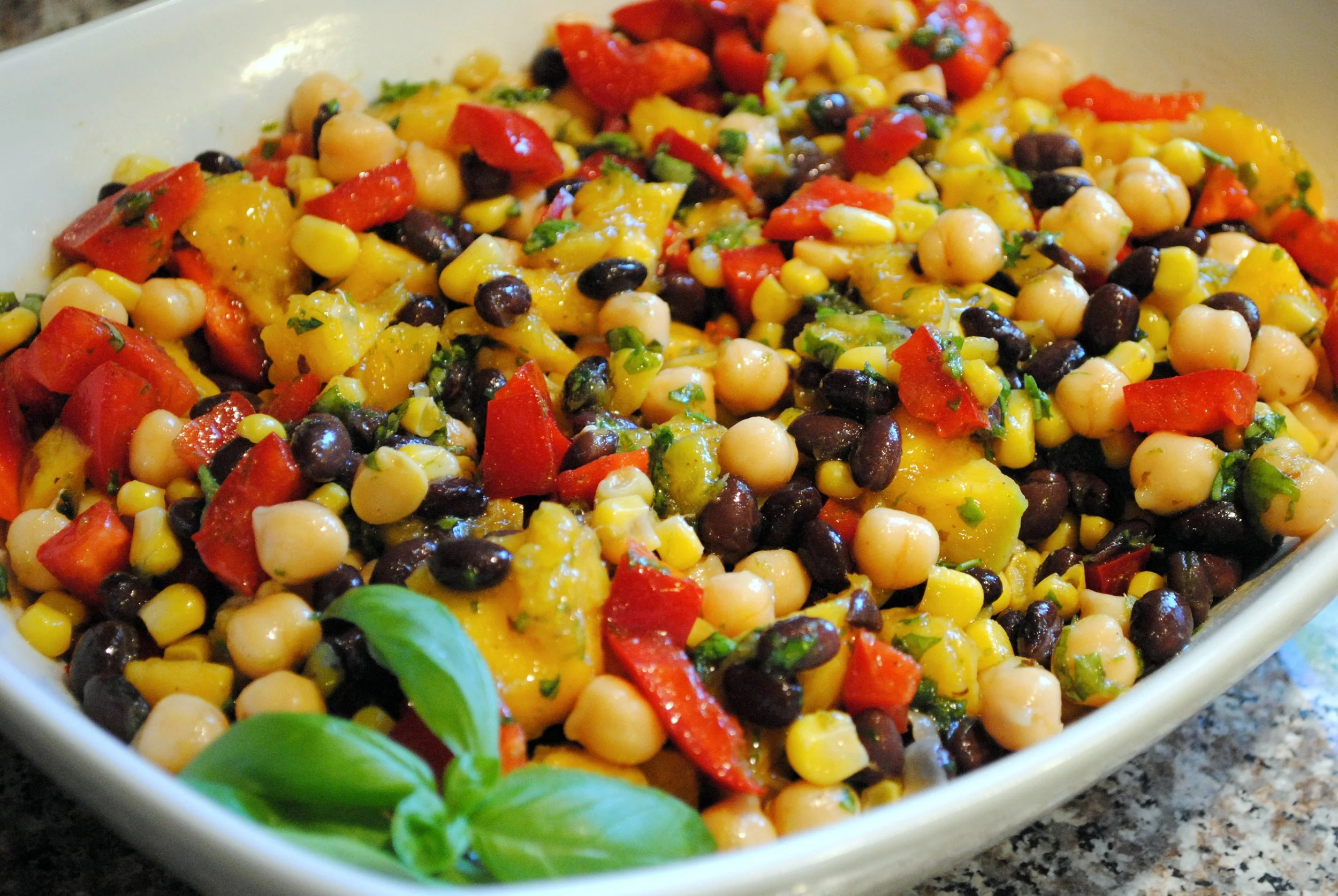 Corn and Black Bean Salad with Basil Lime Vinaigrette