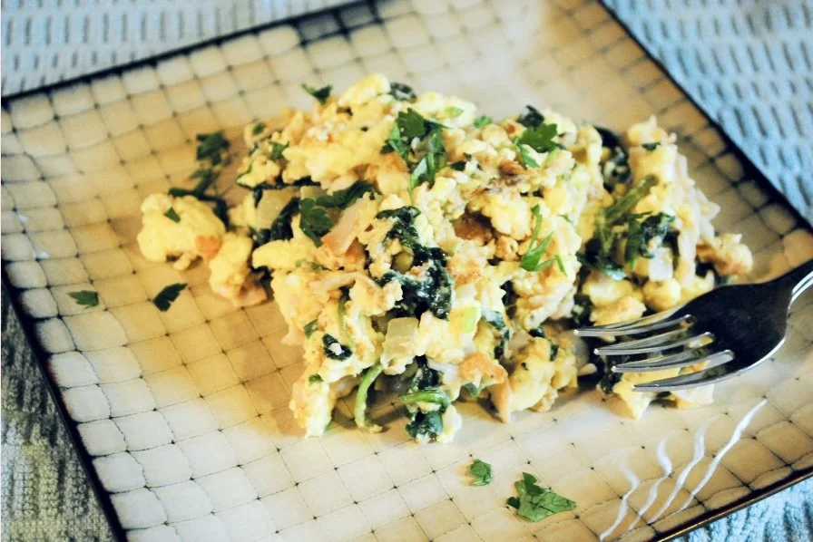 Turkey, Feta, and Spinach Scramble