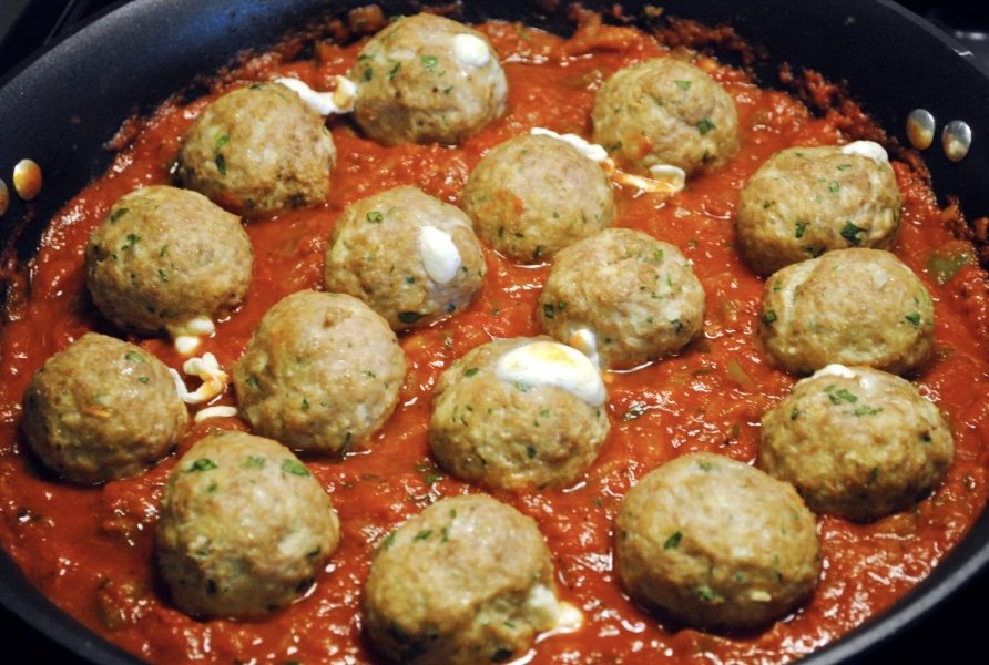 Mozzarella Stuffed Turkey Meatballs
