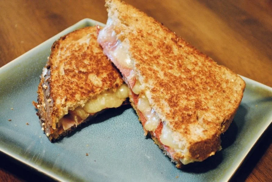 Grilled Cheese with Turkey Bacon and Ham