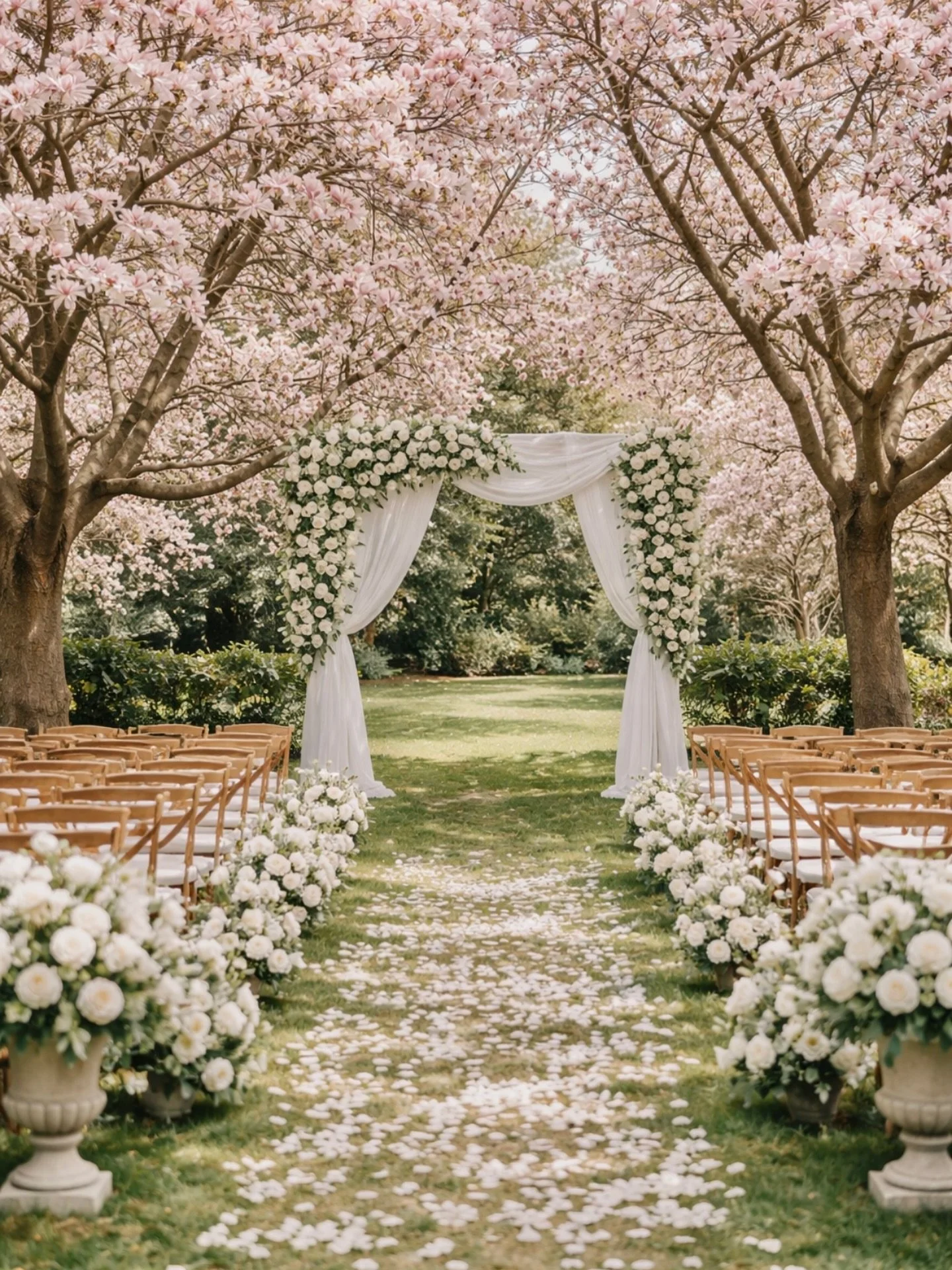 The beauty of a ceremony set up under the spring blooms 🤗