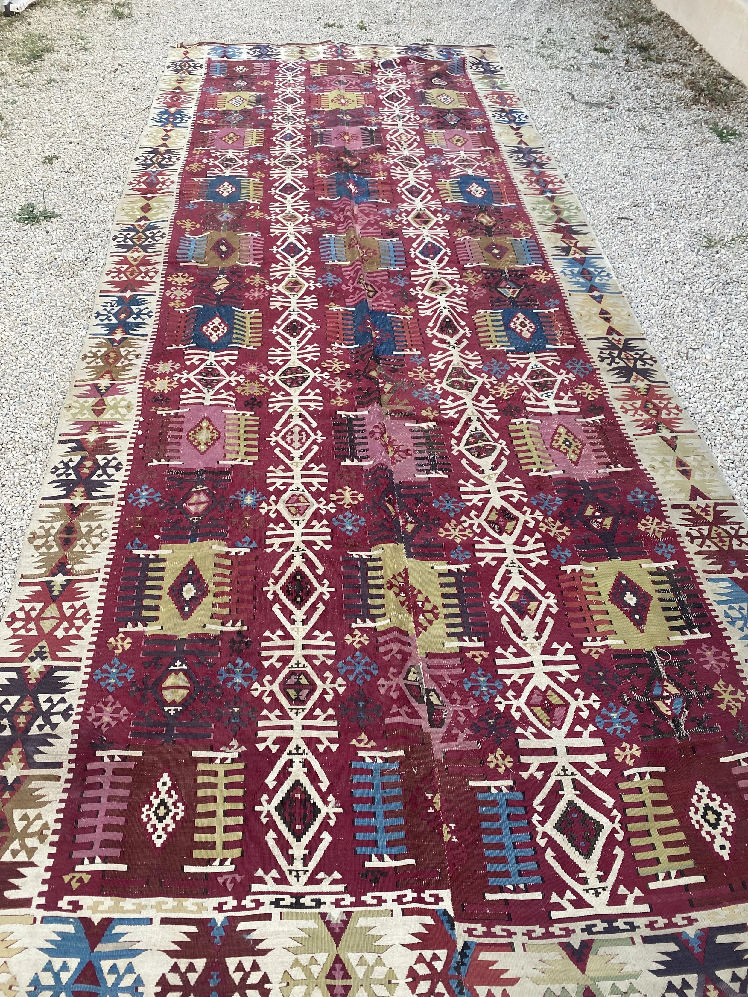 Vintage  long wedding kilim or wedding ceremony isle - Large - 418 x 167 cm - Ref: 2034