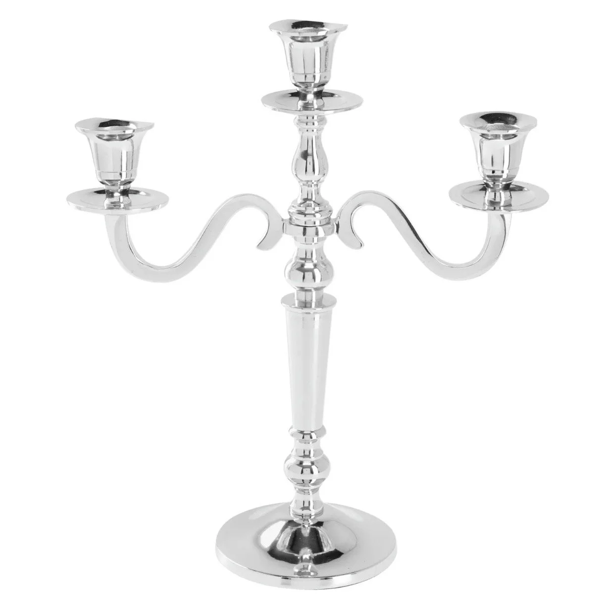A silver, three-armed candlestick holder hire in Provence and French Riviera.