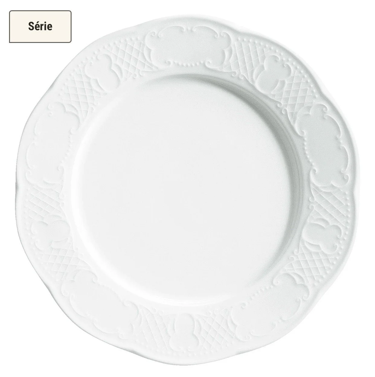 Vintage royal wedding white lace dinner plate -  24,5 cm - Ref: 2001