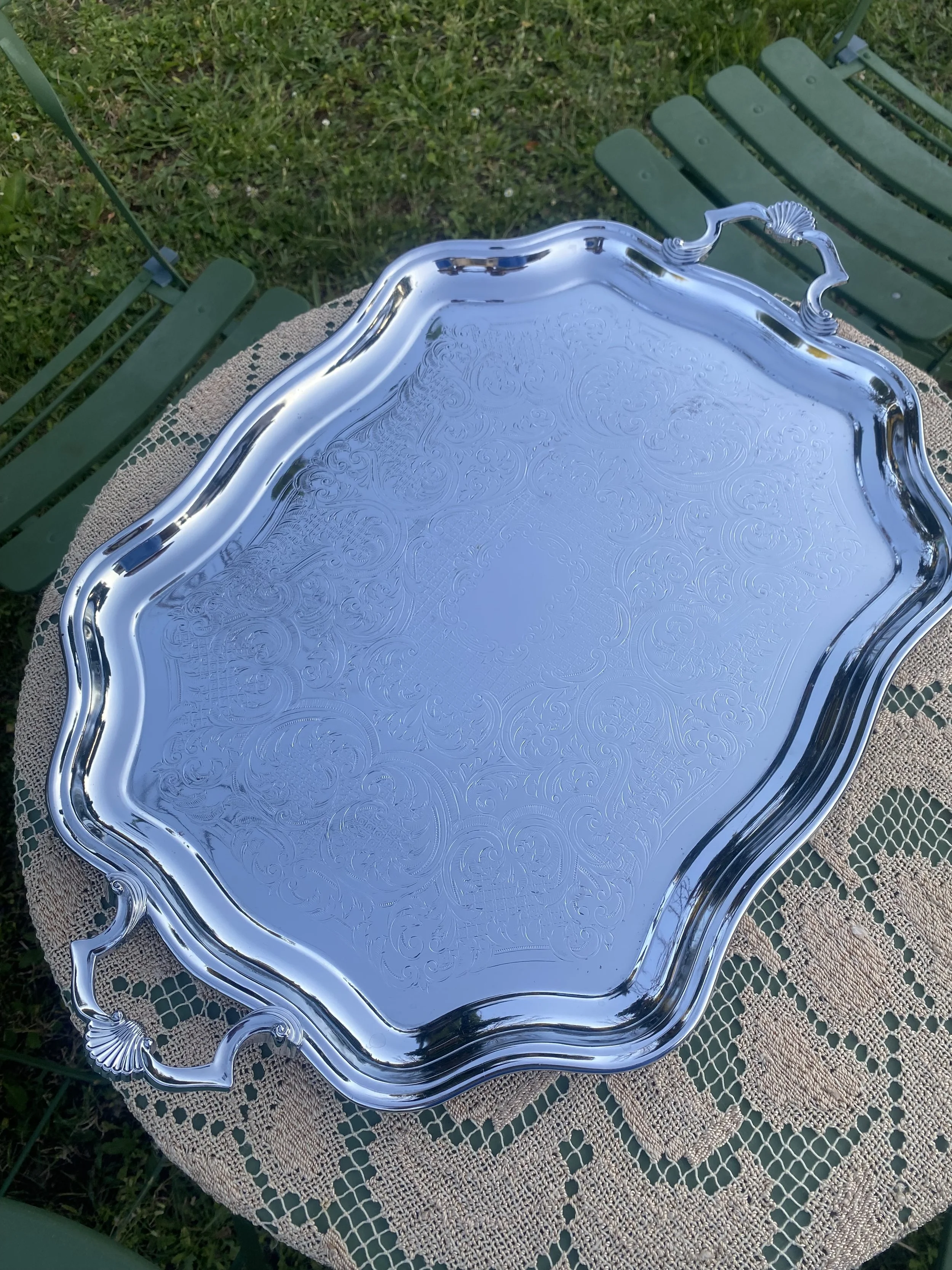 Vintage large silver tray - Ref: 2012