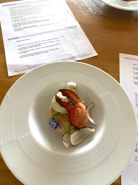 Enjoying a seafood dish by Roland Paix as a food tasting session for my Australian clients for their destination wedding in France.