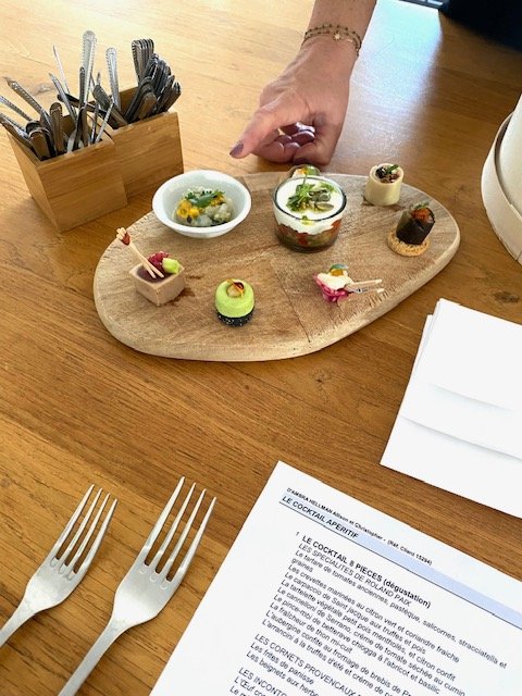 Wedding catering food tasting at Roland Paix catering.