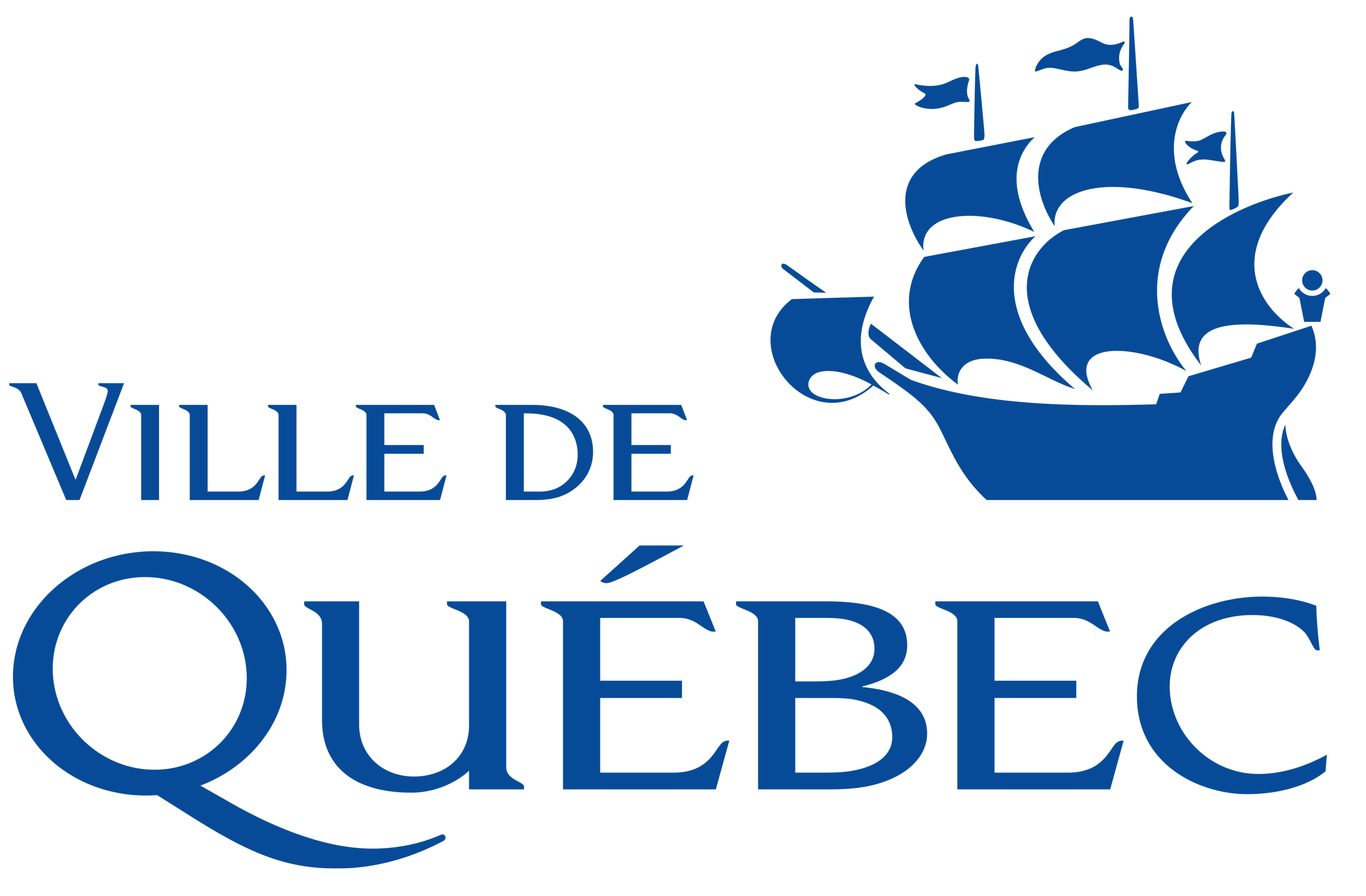 Logo de la ville de Québec avec un bateau à voiles stylisé en bleu et le texte 'VILLE DE QUÉBEC' en bleu.